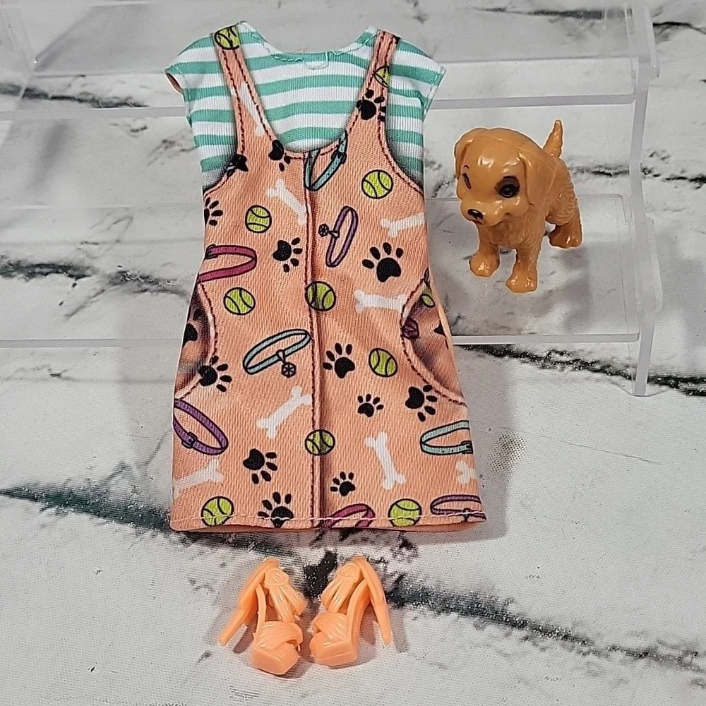Barbie‎ Doll Clothes Lot Pet Sitter Dog Walker Dresses Shoes W/ Puppy Figures